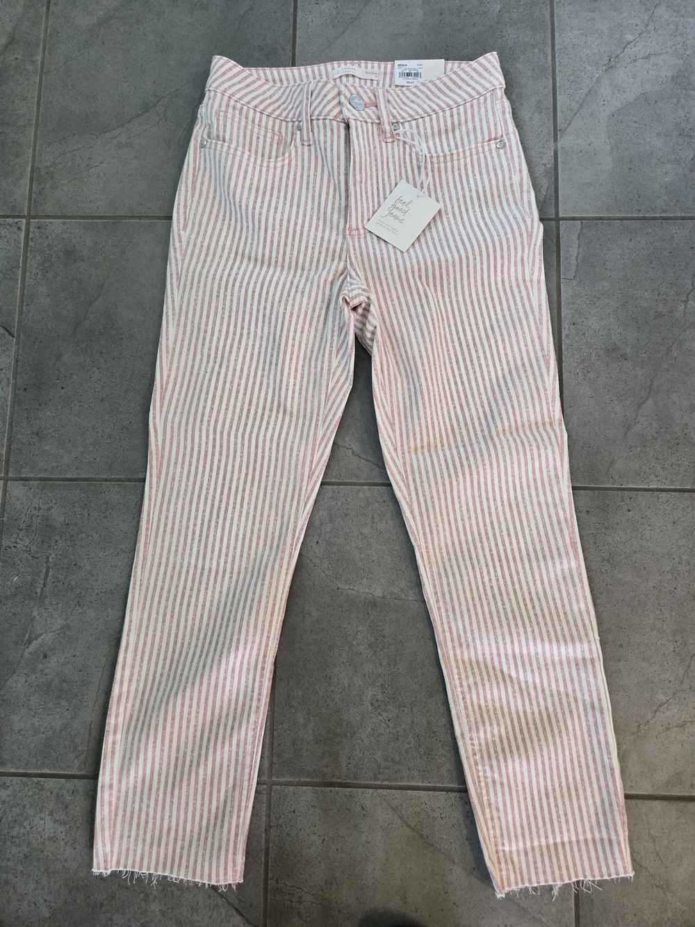 LC Lauren Conrad Pink and White Striped Ankle Jeans